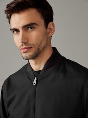 Czarny - Slim Fit Flannel Bomber Jacket - Image 4 of 11