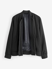 Czarny - Slim Fit Flannel Bomber Jacket - Image 6 of 11