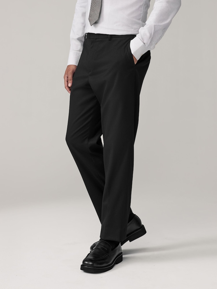 Noir - Pantalon Smart Flannel Coupe ajustée - Image 1 of 8