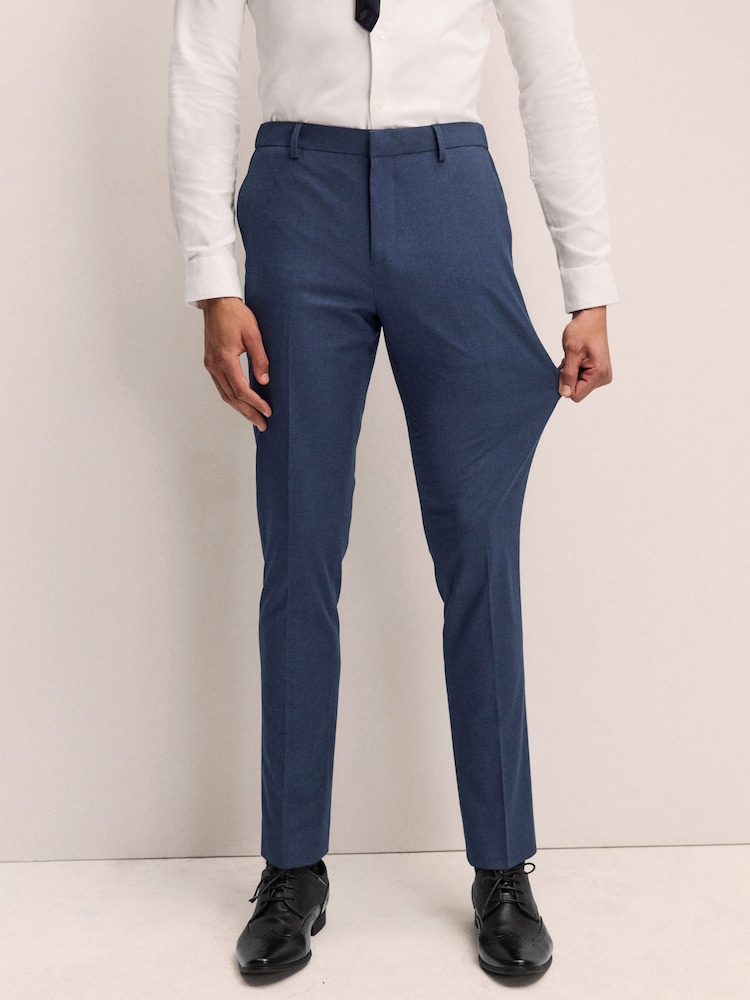 Bleu moyen - Slim Fit (Slim Fit) - Muscle FIt Motionflex Stretch Suit Trousers - Image 2 of 9