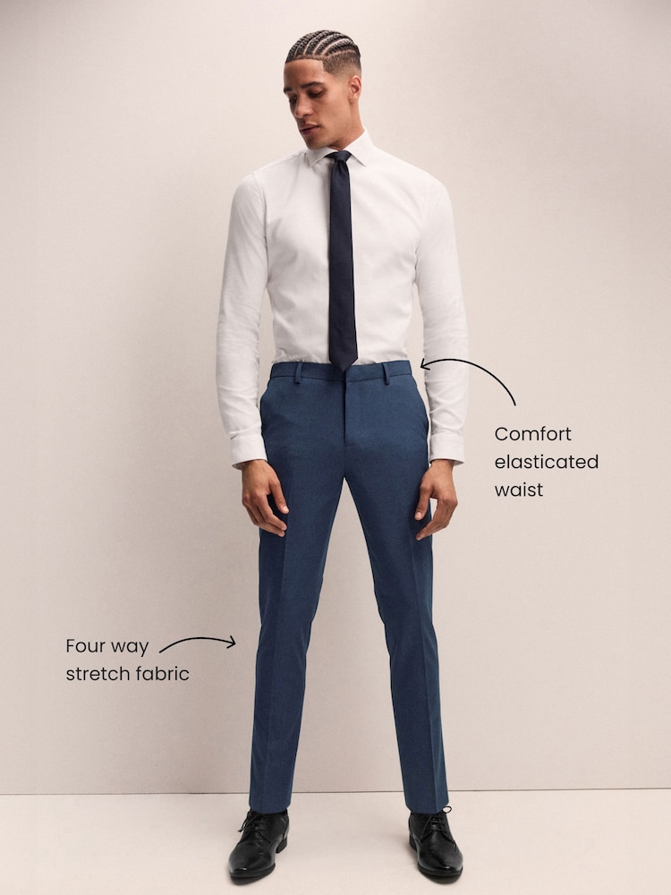 Bleu moyen - Slim Fit (Slim Fit) - Muscle FIt Motionflex Stretch Suit Trousers - Image 3 of 9
