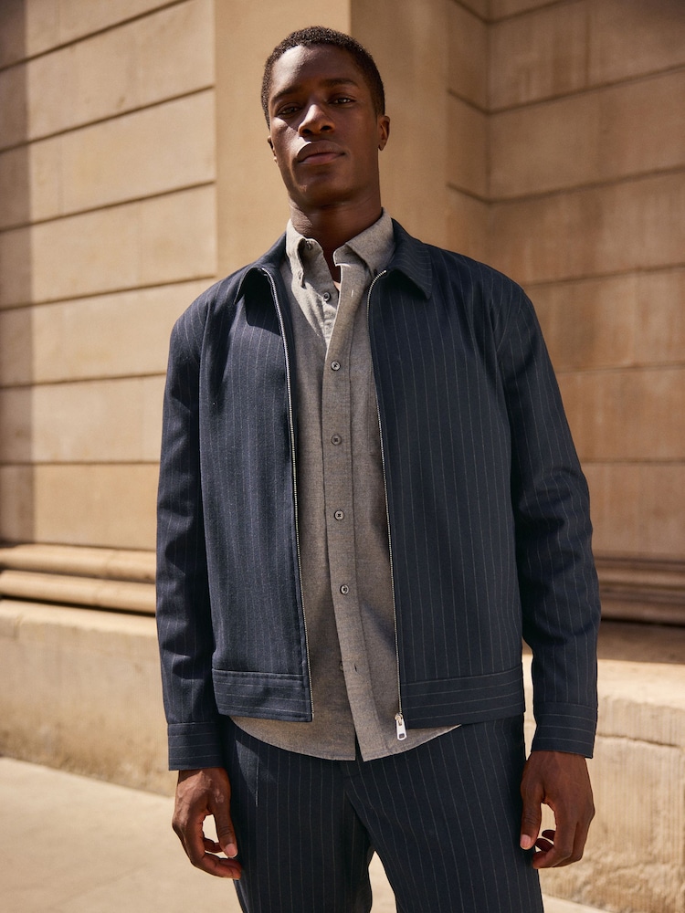 Bleu marine - Rayure Habillé Veste-chemise - Image 1 of 10
