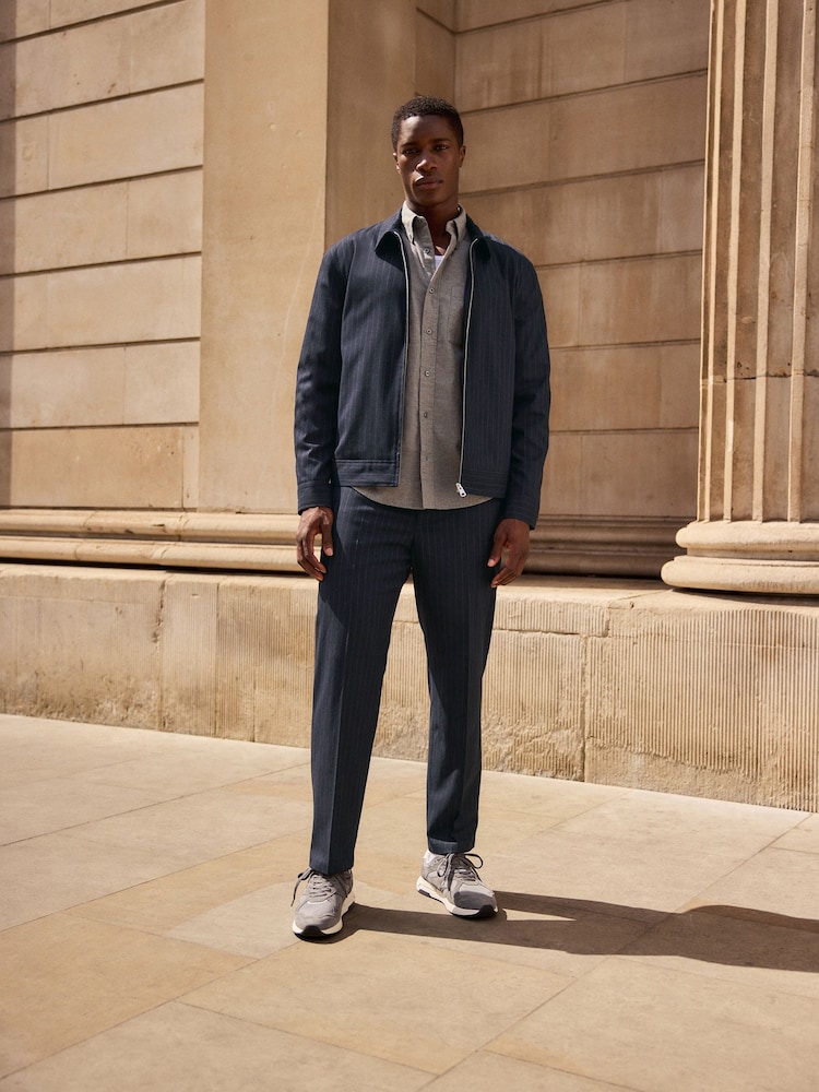 Bleu marine - Rayure Habillé Veste-chemise - Image 2 of 10