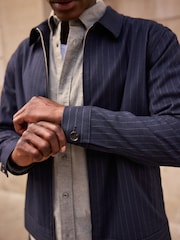 Bleu marine - Rayure Habillé Veste-chemise - Image 6 de 10