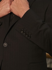 Black Slim Fit Wool Blend Stripe Suit Jacket - Image 5 of 6