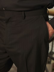 Schwarz - Gerade geschnittene Anzughose aus Wollmischung mit Streifen - Image 4 of 8