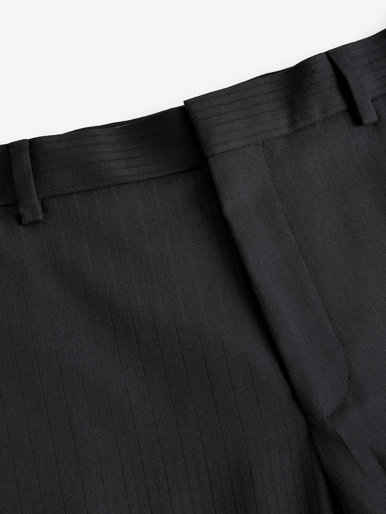 Black Straight Fit Wool Blend Stripe Suit Trousers - Image 4 of 4 Black Straight Fit Wool Blend Stripe Suit Trousers - Image 4 of 4