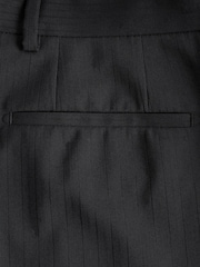 Schwarz - Gerade geschnittene Anzughose aus Wollmischung mit Streifen - Image 7 of 8