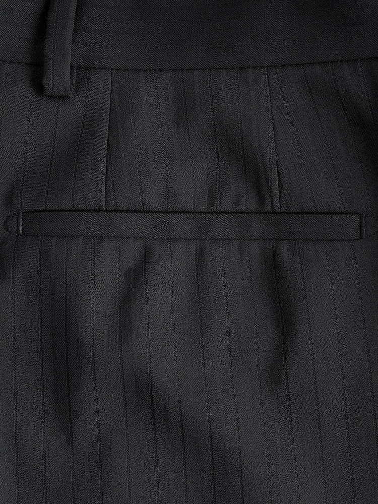 Schwarz - Gerade geschnittene Anzughose aus Wollmischung mit Streifen - Image 7 of 8