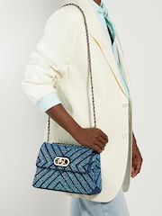 Dune London Blue Small Regent Quilted Shoulder Bag - Image 1 of 5