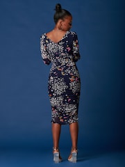 Jolie Moi Blue Long Sleeve Soft Silky Jersey Maxi Dress - Image 2 of 6