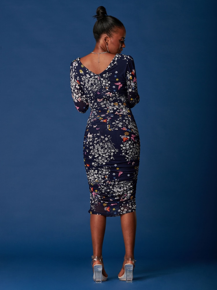 Jolie Moi Blue Long Sleeve Soft Silky Jersey Maxi Dress - Image 2 of 6