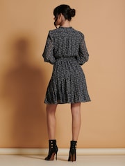 Jolie Moi Blue Ditsy Print Chiffon Smock Dress - Image 2 of 6