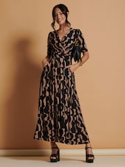 Jolie Moi Brown Printed Jenny Maxi Dress - Image 1 of 6