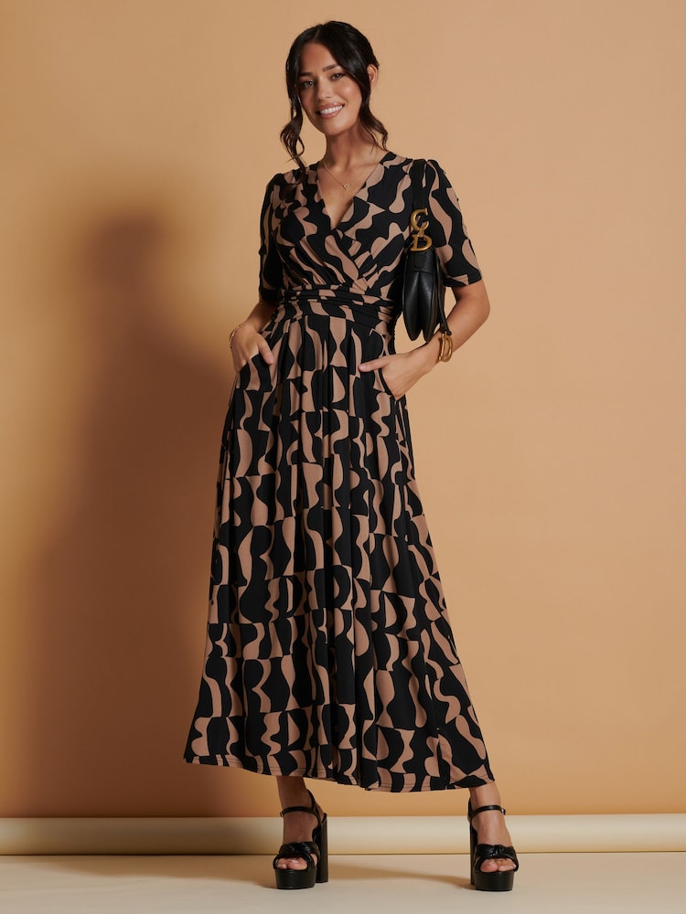 Jolie Moi Brown Printed Jenny Maxi Dress - Image 1 of 6