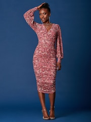 Jolie Moi Pink Long Sleeve Soft Silky Jersey Maxi Dress - Image 3 of 6