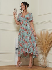 Rochie midi din sifon plisat Jolie Moi - Imaginea 5 din 6