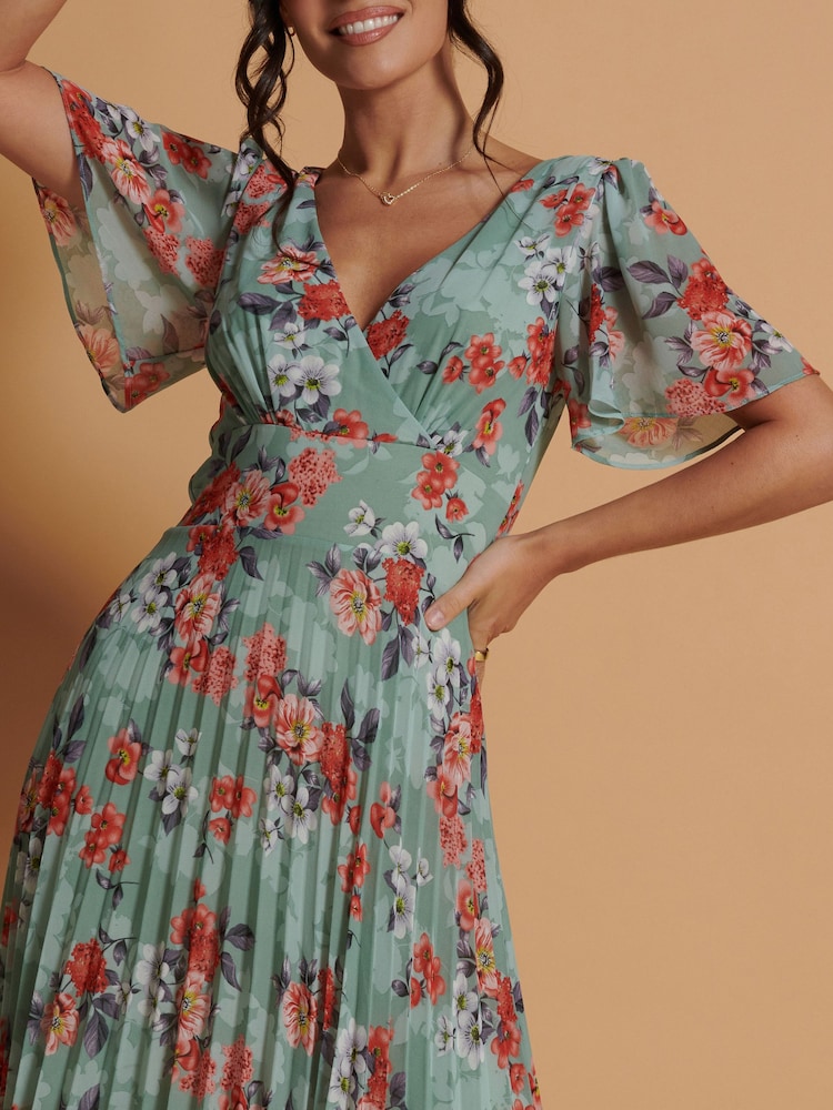 Rochie midi din sifon plisat Jolie Moi - Imaginea 6 din 6