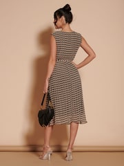 Jolie Moi Black Pleated Chiffon Hayes Midi Dress - Image 2 of 6
