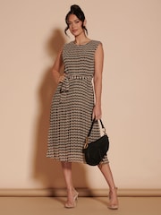 Jolie Moi Black Pleated Chiffon Hayes Midi Dress - Image 4 of 6