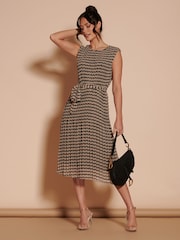 Jolie Moi Black Pleated Chiffon Hayes Midi Dress - Image 5 of 6