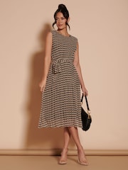 Jolie Moi Black Pleated Chiffon Hayes Midi Dress - Image 6 of 6