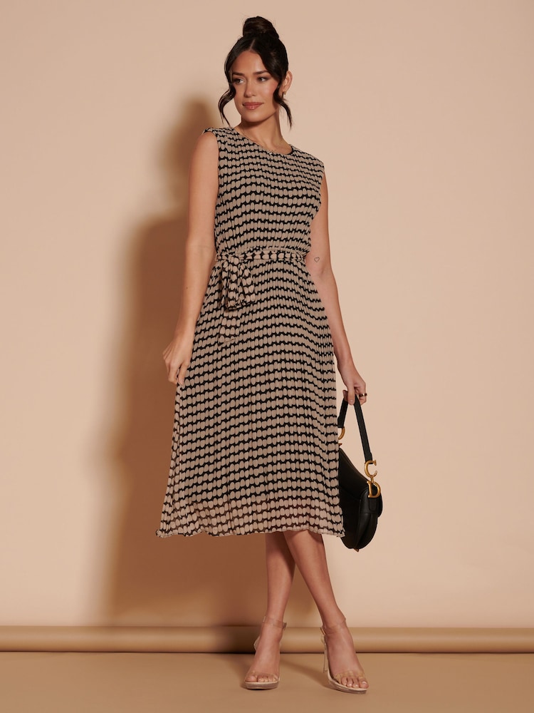 Jolie Moi Black Pleated Chiffon Hayes Midi Dress - Image 6 of 6