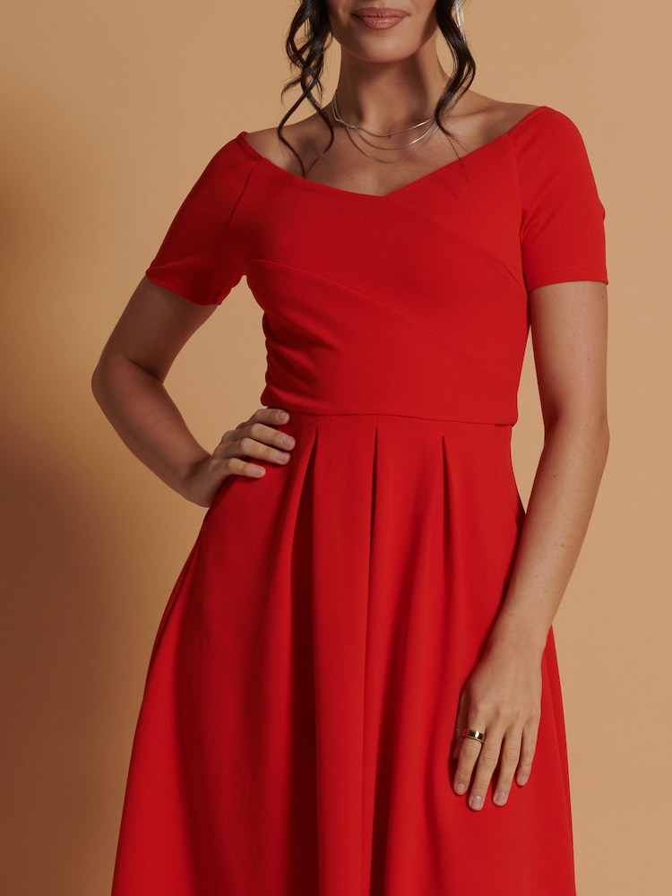 Jolie Moi Red Lenora Fit & Flare Midi Dress - Image 6 of 6 Jolie Moi Red Lenora Fit & Flare Midi Dress - Image 6 of 6