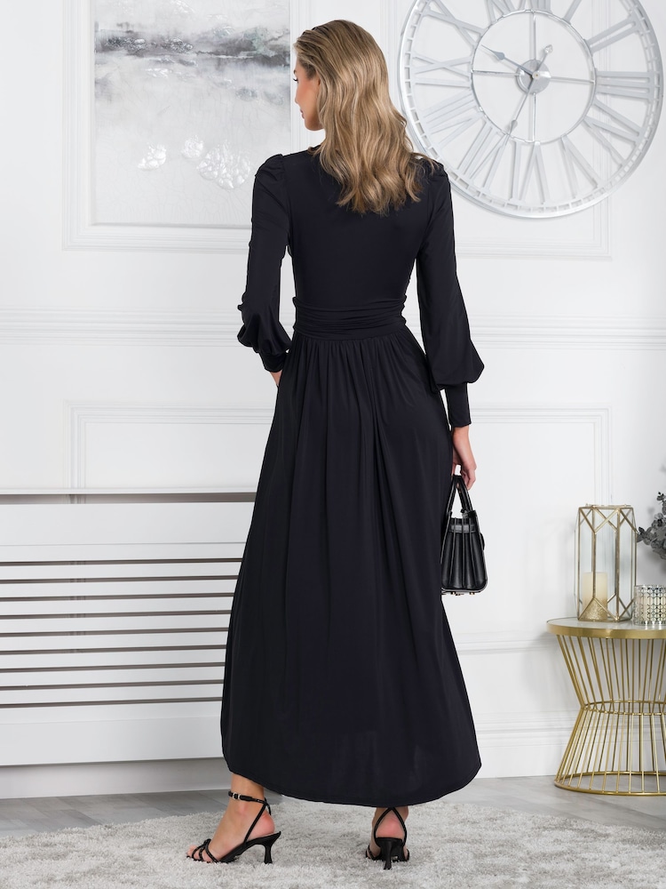 Jolie Moi Black Jersey Rashelle Long Sleeve Maxi Dress - Image 2 of 5
