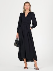 Jolie Moi Black Jersey Rashelle Long Sleeve Maxi Dress - Image 4 of 5