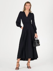 Jolie Moi Black Jersey Rashelle Long Sleeve Maxi Dress - Image 5 of 5