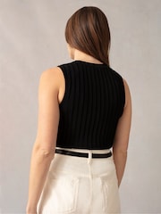 Ro&Zo Black Wide Rib Knit Tank Top - Image 3 of 6