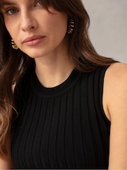 Ro&Zo Black Wide Rib Knit Tank Top - Image 5 of 6