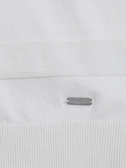 Threadbare White Cotton Mix Short Sleeve Textured Knitted Polo Shirt - Image 5 of 5