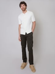 Threadbare White Cotton Mix Revere Collar Short Sleeve Textured Knitted Shirt - Image 3 of 4
