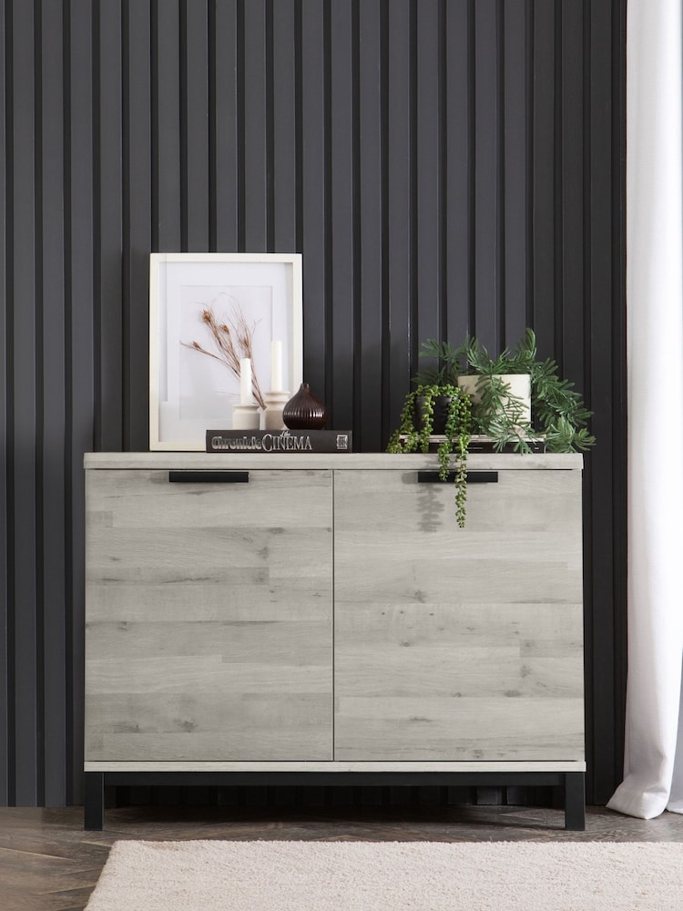 Grey Bronx Oak Effect Small Sideboard - Image 1 of 12