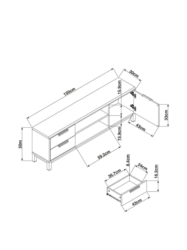 Dark Bronx Oak Effect Up To 65 Inch Compact Slim TV Unit - Image 12 of 12