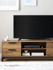 Dark Bronx Oak Effect Up To 65 Inch Compact Slim TV Unit - Image 4 of 12