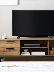 Dark Bronx Oak Effect Up To 65 Inch Compact Slim TV Unit - Image 5 of 12