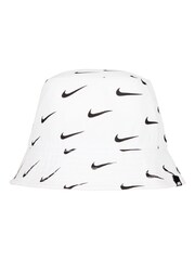 Nike White Little Kids Swoosh 100% Cotton Bucket Hat - Image 1 of 5
