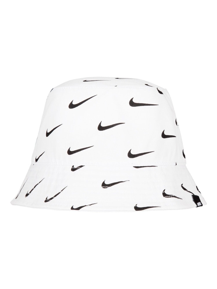 Nike White Little Kids Swoosh 100% Cotton Bucket Hat - Image 1 of 5