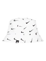 Nike White Little Kids Swoosh 100% Cotton Bucket Hat - Image 2 of 5