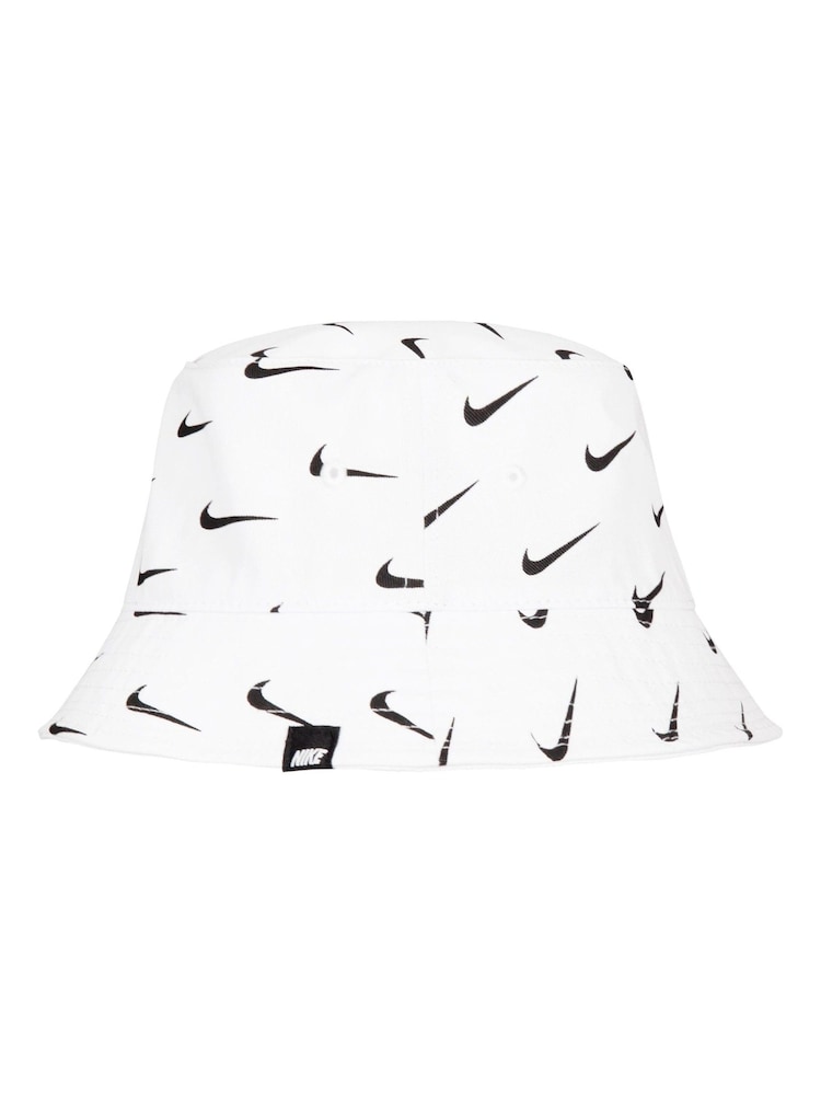 Nike White Little Kids Swoosh 100% Cotton Bucket Hat - Image 2 of 5