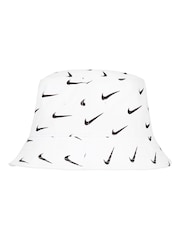 Nike White Little Kids Swoosh 100% Cotton Bucket Hat - Image 4 of 5