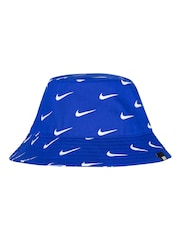 Nike Blue Little Kids Swoosh 100% Cotton Bucket Hat - Image 1 of 2