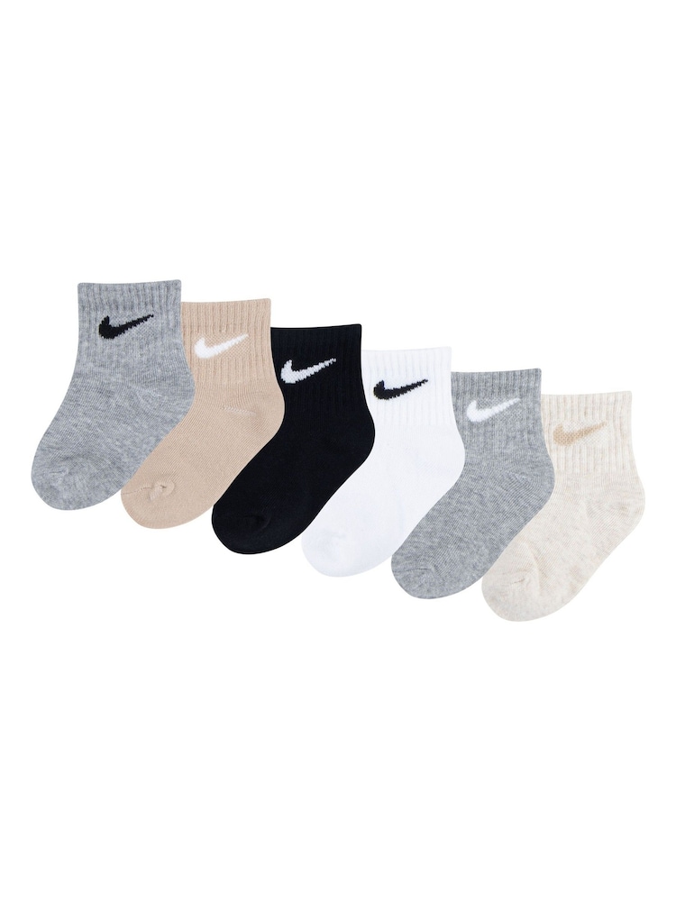 Nike Grey/Black Infant Swoosh Ankle Socks 6 Pack - Image 1 of 1