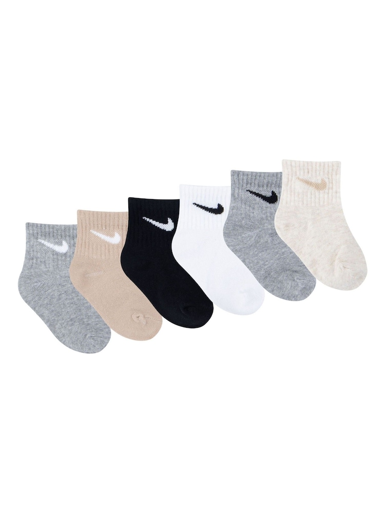 Nike Grey/Black Infant Swoosh Ankle Socks 6 Pack - Image 2 of 10
