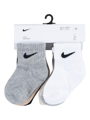 Nike Grey/Black Infant Swoosh Ankle Socks 6 Pack - Image 5 of 10