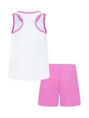 Nike White/Pink Kids Little Happy Camper Shorts Set - Image 2 of 9