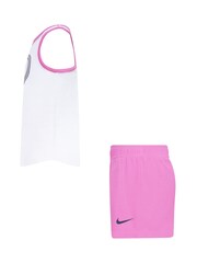 Nike White/Pink Kids Little Happy Camper Shorts Set - Image 3 of 9